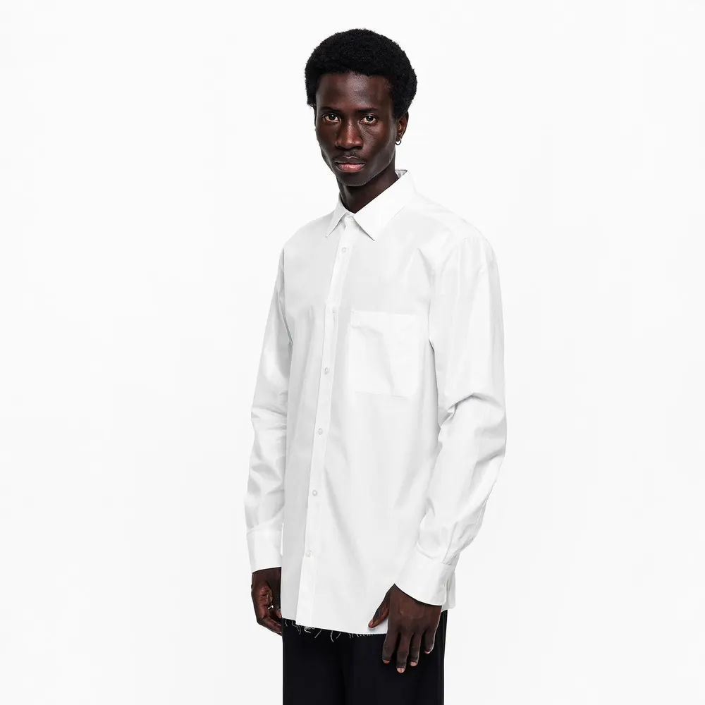 Maison Margiela Men's Cotton Long Sleeve Oxford Shirt in Off White, additional product view 3