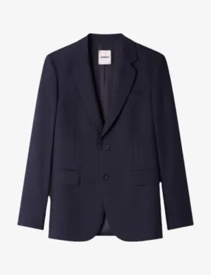 SANDRO Lapel-Collar Single-Breasted Wool Suit Jacket