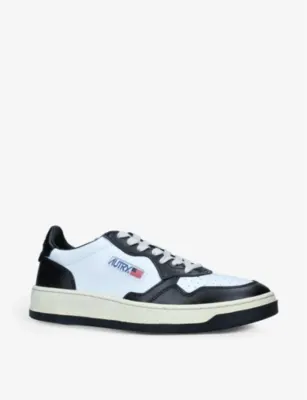 AUTRY Medalist two-tone leather low-top trainers - EUR 40 / 6 UK MEN in WHITE/BLK, additional product view 3