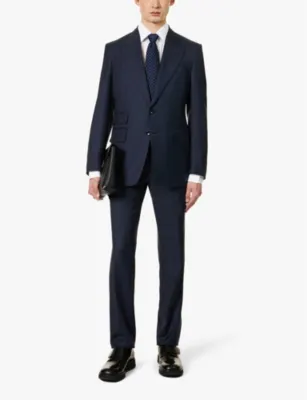 TOM FORD Shelton-fit single-breasted sharkskin wool suit detail 2