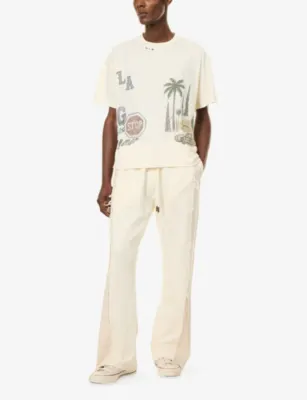 HONOR THE GIFT Washed Floral-Etched Denim Jeans in LIGHT INDIGO, additional product view 2