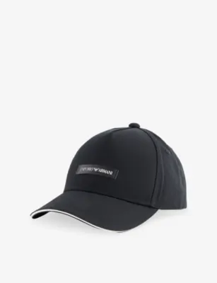 EMPORIO ARMANI Logo-Patch Cotton Baseball Hat in NERO – Mens | Hats | Caps