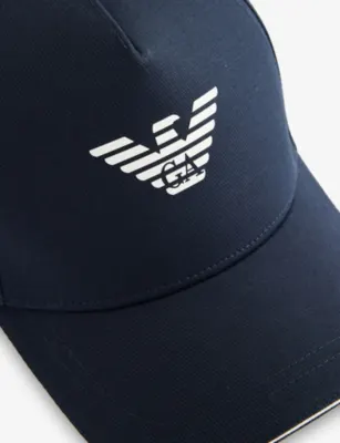 EMPORIO ARMANI Logo-Patch Cotton Baseball Hat in BLU NAVY, additional product view 2
