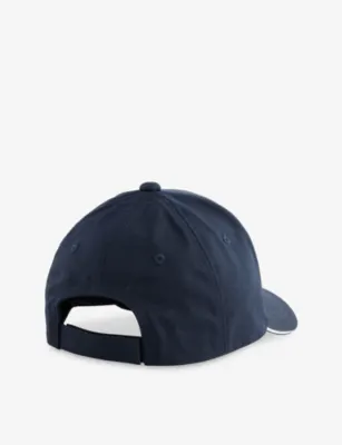 EMPORIO ARMANI Logo-Patch Cotton Baseball Hat in BLU NAVY, additional product view 3
