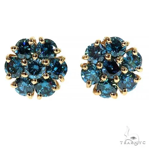 AHMED - For Him CVD Blue Diamond Flower Earrings 68030 in Rose – Earrings