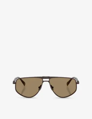 BRUNELLO CUCINELLI BC2020ST Irregular-Frame Metal Sunglasses