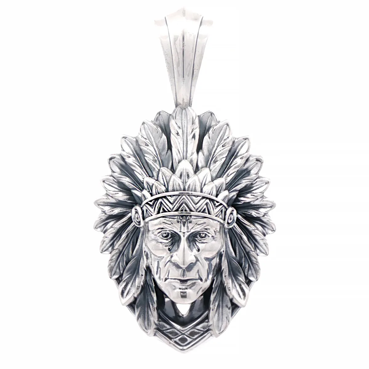MARYAM - For Him SILVER Native Chief Pendant 71045 in High Polish – Pendant