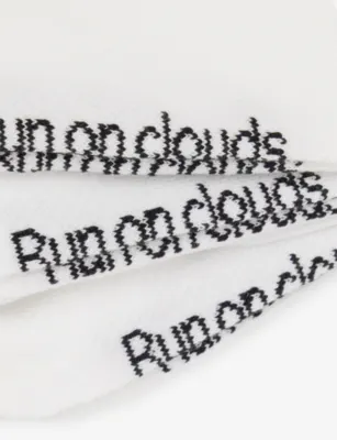 ON Logo Ribbed Pack of Three Stretch-Cotton Blend Socks - L in WHITE, additional product view 2