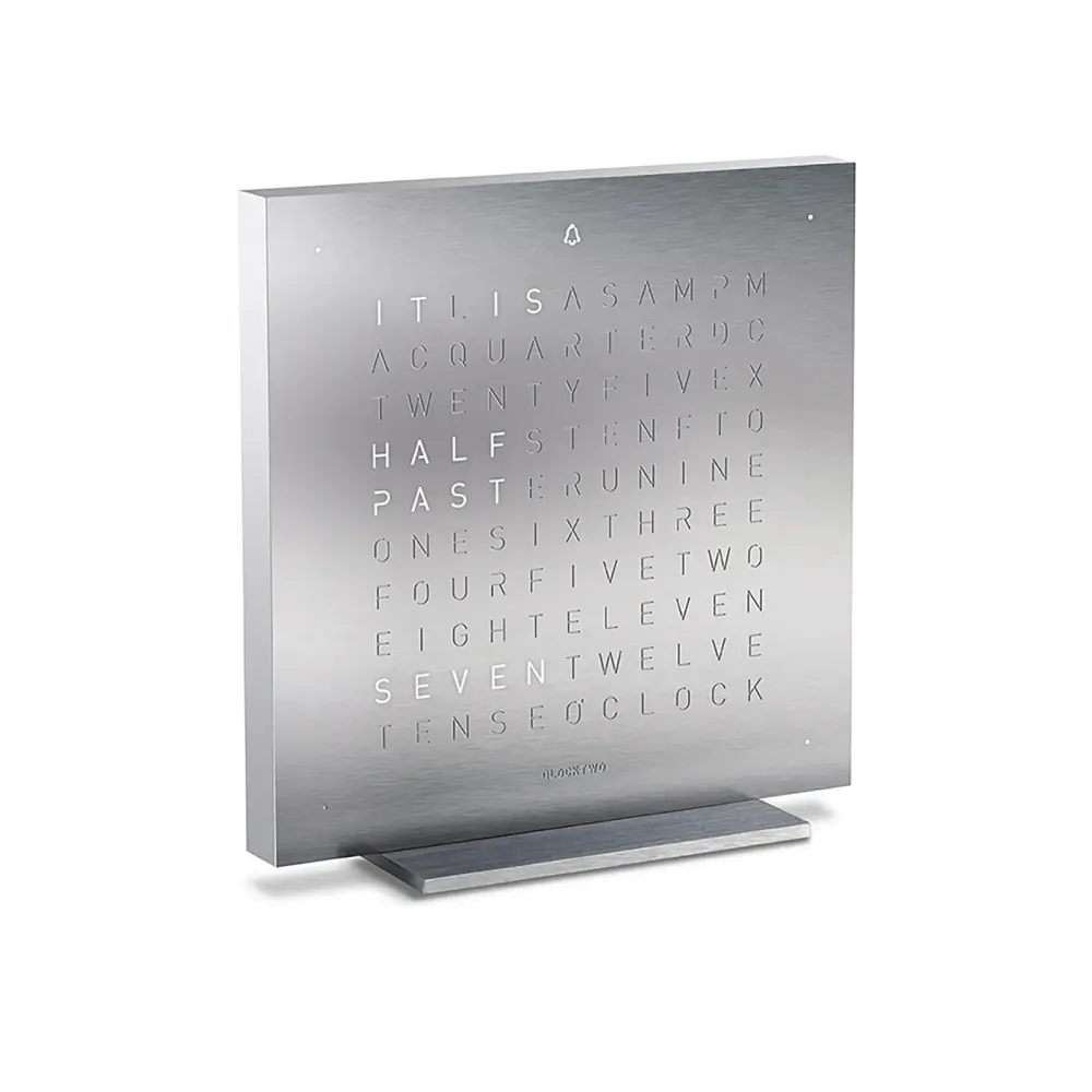 QLOCKTWO TOUCH Full Metal Table Clock 13.5cm in Silver, additional product view 2