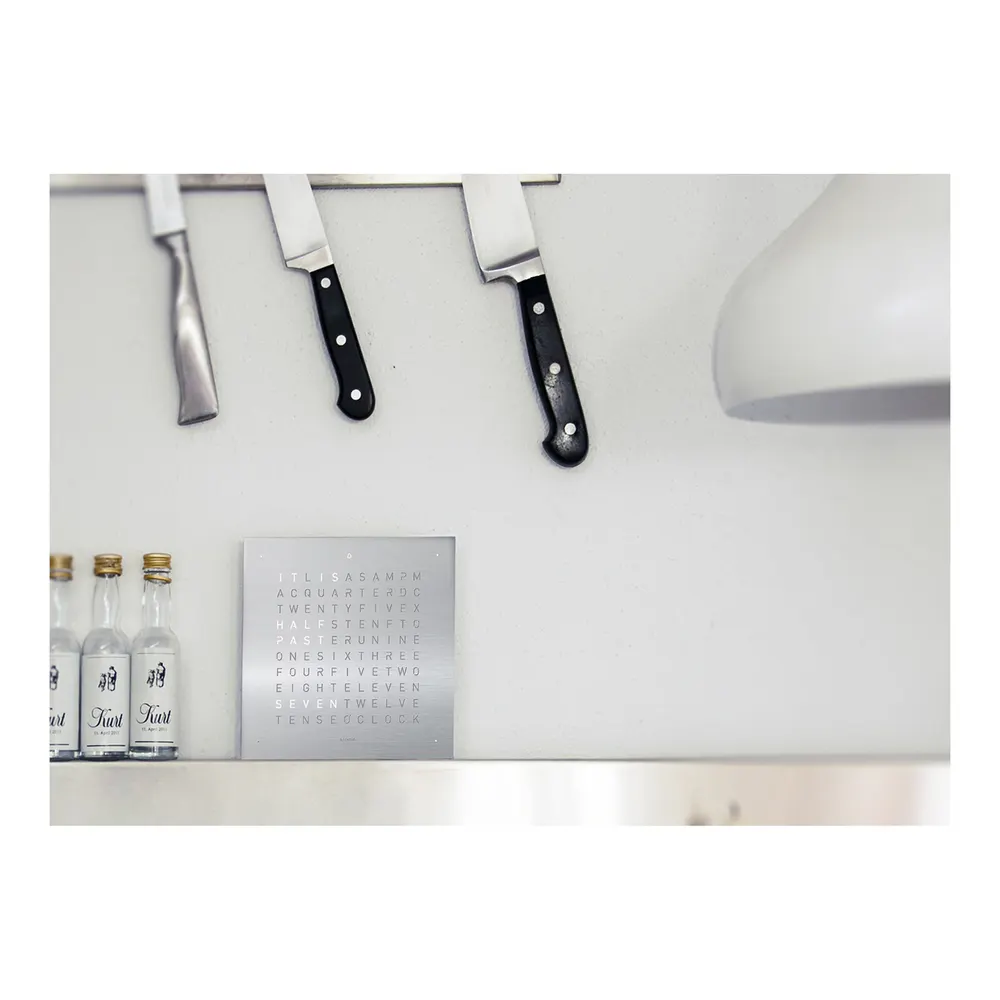 QLOCKTWO TOUCH Full Metal Table Clock 13.5cm in Silver, additional product view 3