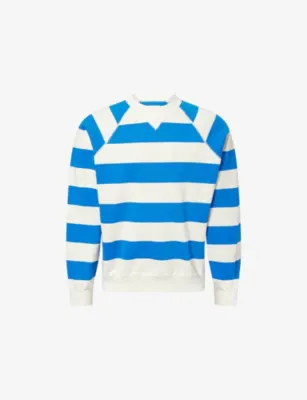 DRAKES Striped Raglan-Sleeve Cotton Sweatshirt