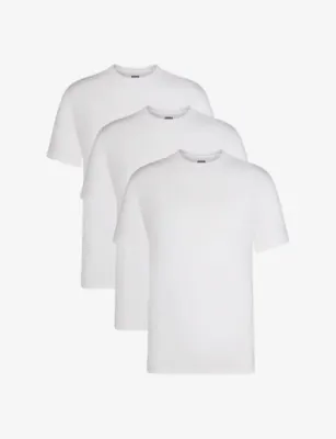 SKIMS Basic Lightweight Crewneck Pack of Three Cotton-Jersey T-Shirts - OBSIDIAN in CHALK – Mens | Tops & t-shirts | T-Shirts | Plain T-Shirts