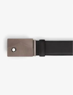 MONTBLANC Logo-engraved buckle leather belt