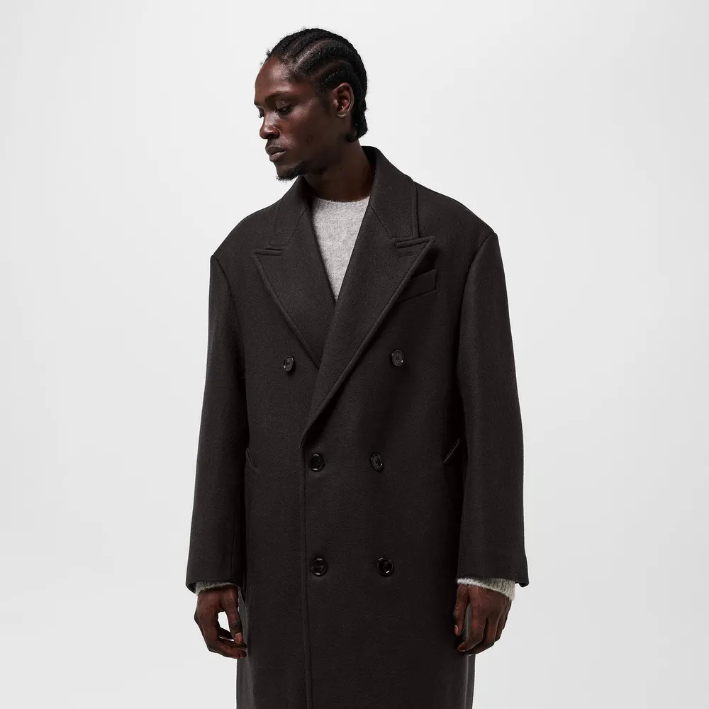 Ami Paris Men's Manteau Structured Overcoat in Anthracite 020, additional product view 3