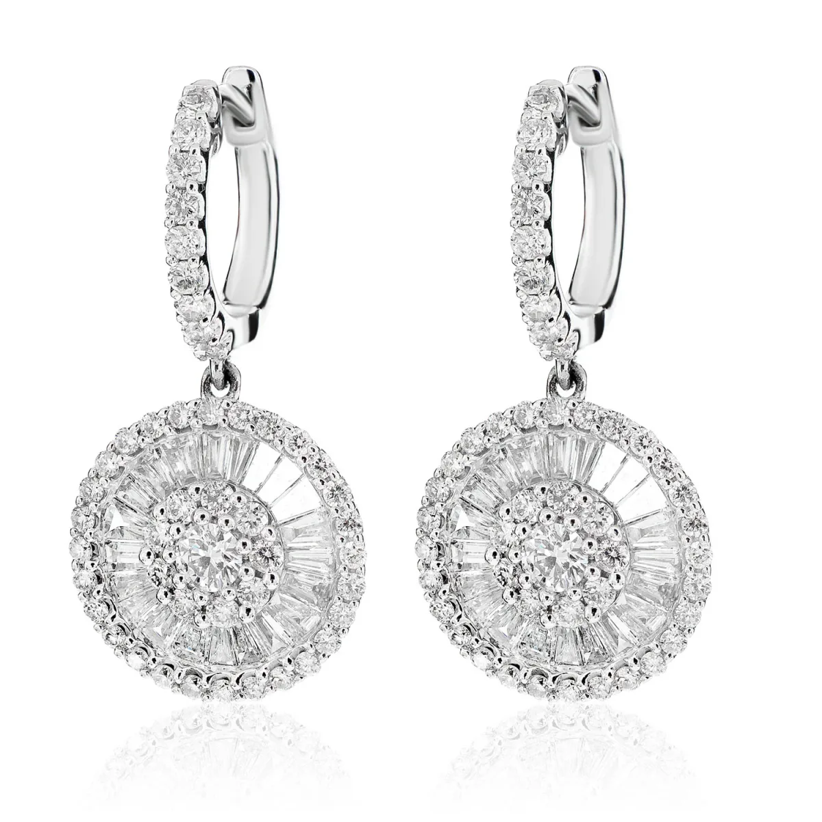 For Him Dangling Miracle Diamond Baguette Earrings in White Gold / Lab Grown Diamond – Earring