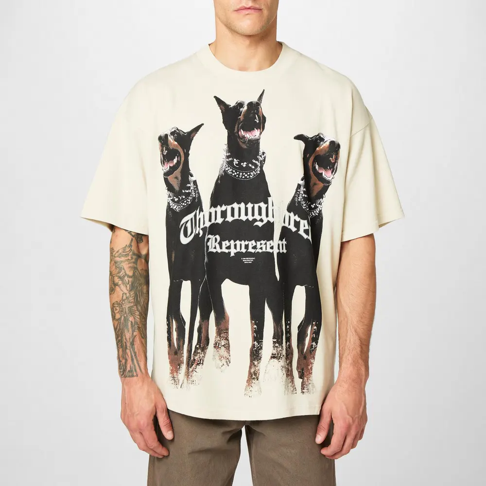 Represent Men's Rep Thoroughbred T-Shirt, Bold Printed Graphic in Vint White 02 – Clothing