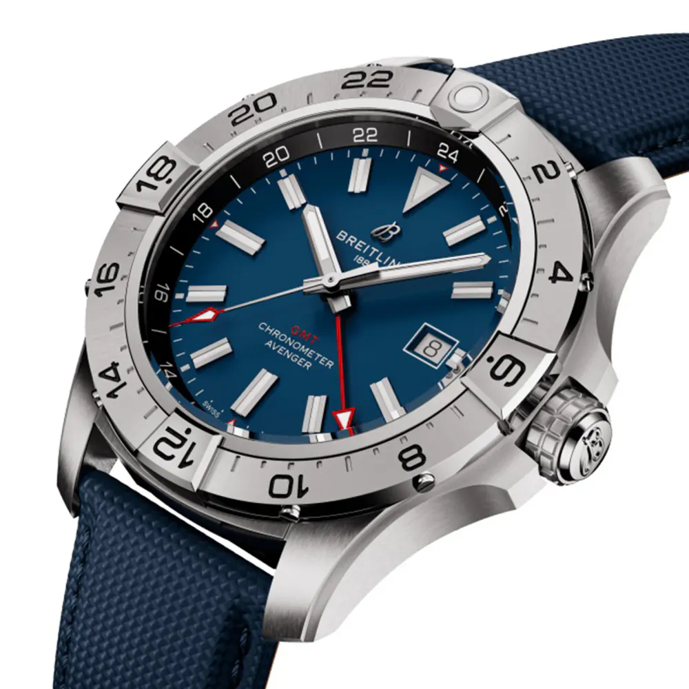 Breitling Avenger Automatic GMT 44mm Mens Watch Blue Leather in Blue, additional product view 3