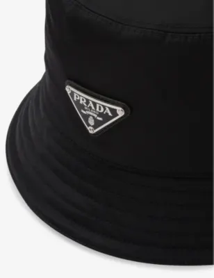 PRADA Logo-plaque nylon bucket hat - BLACK - S detail 3