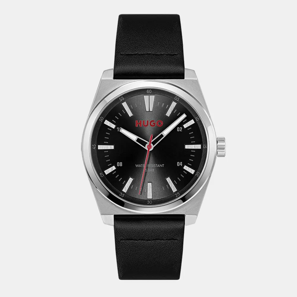 Hugo Gents HUGO #ARK Black Leather Strap Watch