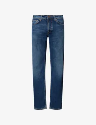 NUDIE JEANS Solid Ollie Straight-Leg Stretch-Denim Jeans - 33/30