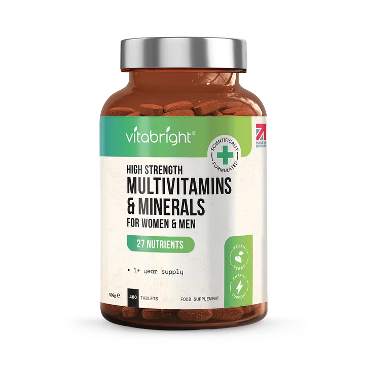 VitaBright Multivitamin & Mineral Tablets 27 Nutrients 1 a day 400 Vegan Tablets