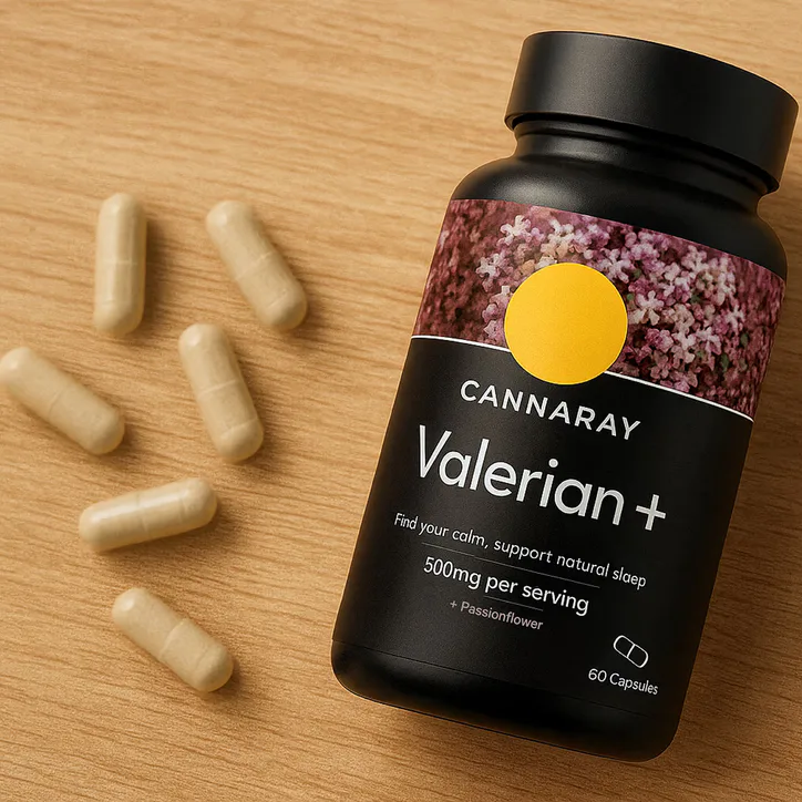 Cannaray Valerian+ Passion Flower 500 mg 60 Capsules, additional product view 2