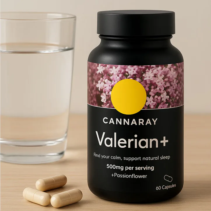 Cannaray Valerian+ Passion Flower 500 mg 60 Capsules, additional product view 3