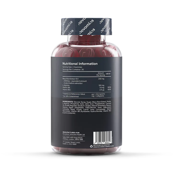 Novomins Maca Root 2000mg Strawberry Flavour 60 Gummies, additional product view 3