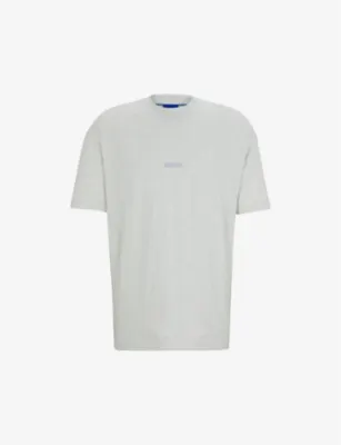 HUGO Logo-print relaxed-fit cotton T-shirt - OPEN BLUE detail 2
