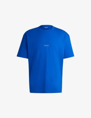 HUGO Logo-print relaxed-fit cotton T-shirt - OPEN BLUE