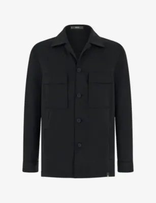 BOGGI MILANO Collared Zip-Up Stretch-Cotton Jacket