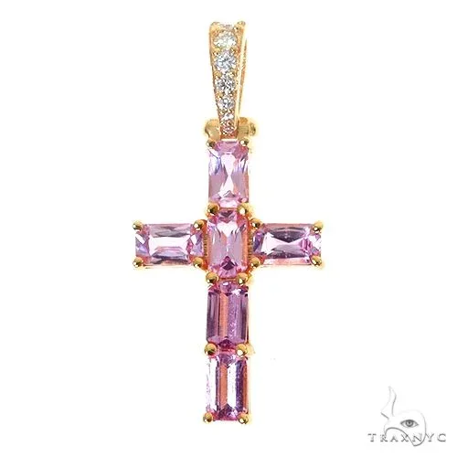 PIA - For Him GEMSTONES Pink Emerald Cut Sapphire Cross Pendant 67459 in Rose – Pendant