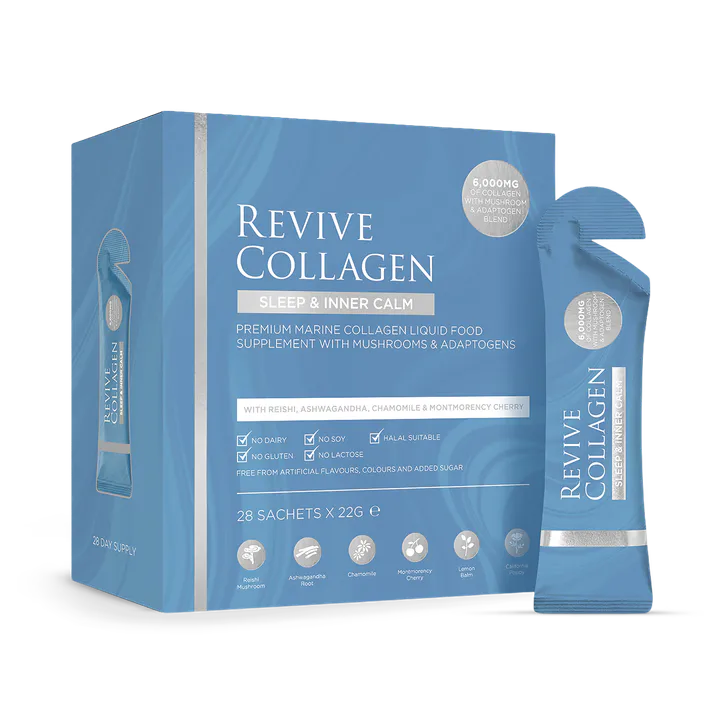 Revive Collagen Sleep & Inner Calm Functional Mushroom & Adaptogen Blend with 6,000mg of Type 1 Hydrolysed Marine Collagen 28 x 22g Sachets