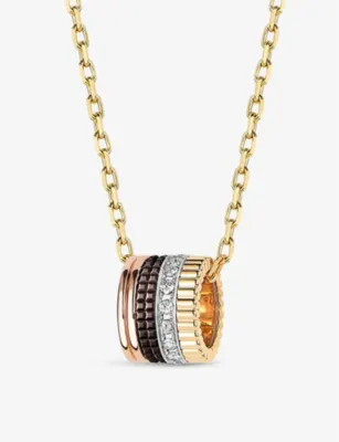 BOUCHERON Quatre Classique 18ct yellow-, white- brown and rose-gold and 0.24ct brilliant-cut pendant necklace detail 2