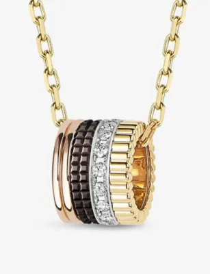 BOUCHERON Quatre Classique 18ct yellow-, white- brown and rose-gold and 0.24ct brilliant-cut pendant necklace detail 3