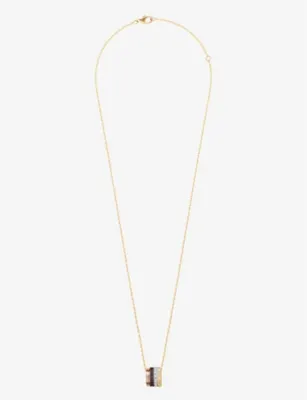 BOUCHERON Quatre Classique 18ct yellow-, white- brown and rose-gold and 0.24ct brilliant-cut pendant necklace