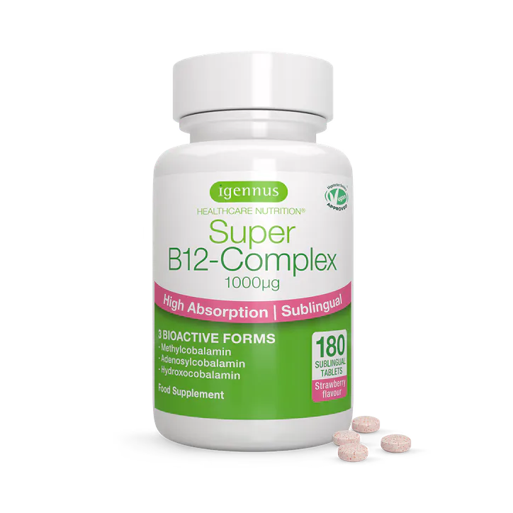 Igennus Healthcare Nutrition High-Absorption Super Vitamin B12 Complex, 3 Forms, 1000mcg Sublingual Melts, 180 Tablets