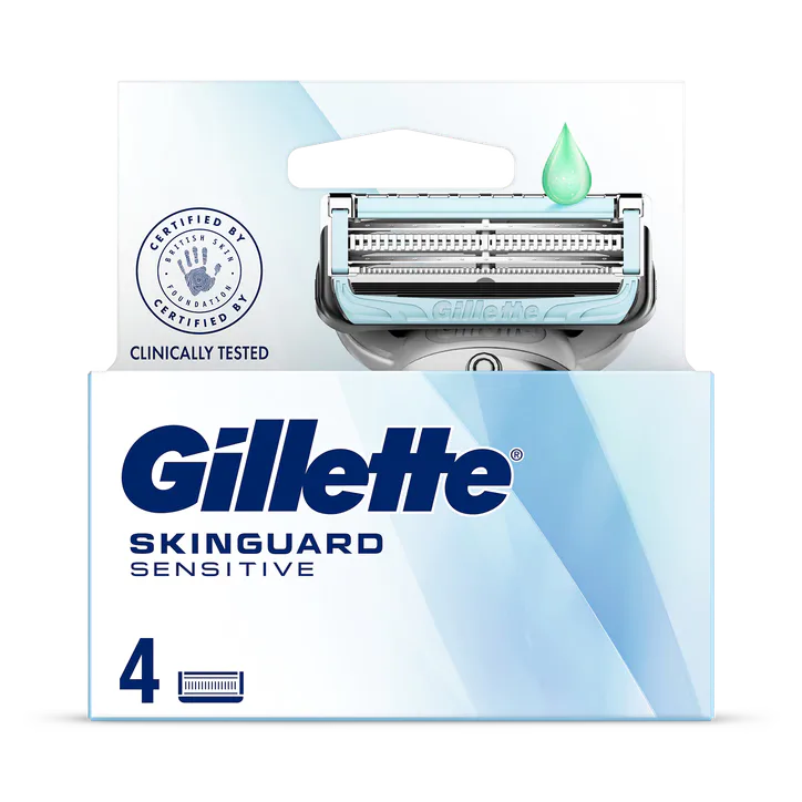 Gillette SkinGuard Sensitive Razor Blade Refills for Men, 4 Blades