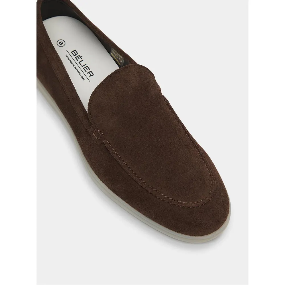 BELIER Men's Amalfi Suede Loafers in Brown, additional product view 3