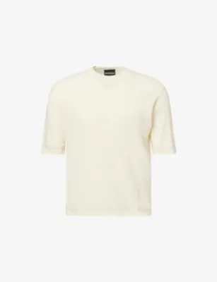 EMPORIO ARMANI Chevron-Stripe Jacquard Cotton-Knit T-Shirt