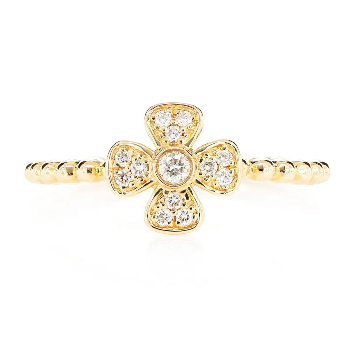 For Him Beaded Bezel Flower Diamond Ring in Rose Gold / Lab Grown Diamond – Ring