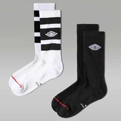 Jordan Everyday Elevated Crew Socks (2 Pairs) - White/Black/White