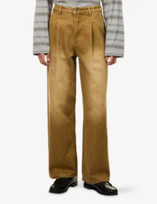 FOUND Pleated Wide-leg Demin Jeans in BEIGE, additional product view 3