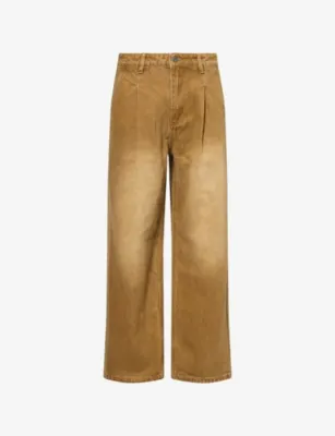 FOUND Pleated Wide-leg Demin Jeans in BEIGE – Mens | Jeans | Straight Leg