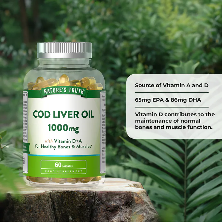 Nature's Truth Cod Liver Oil 1000mg with Vitamin D+A - 60 Softgels detail 2