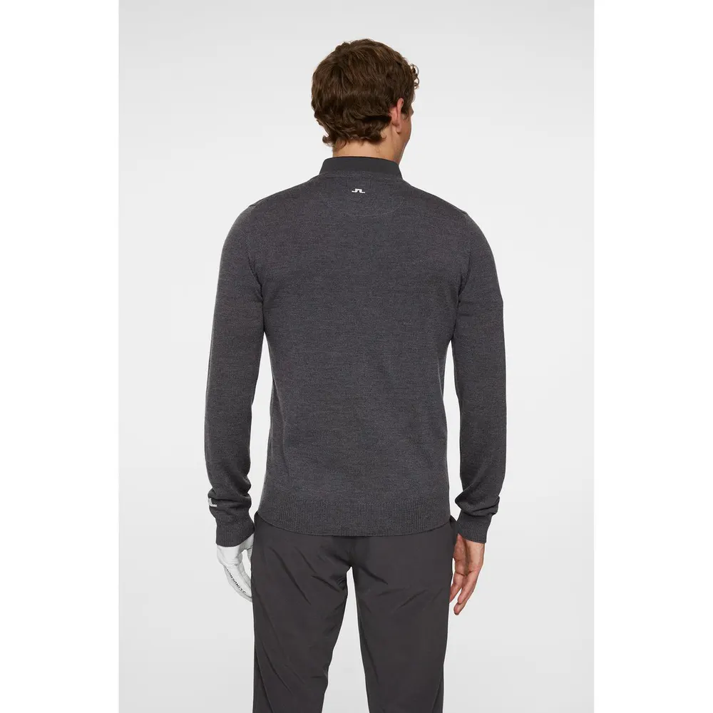 J Lindeberg Men's Junior.Lind Lymn Knitted Crew Neck Jumper in Grey Melange, additional product view 3