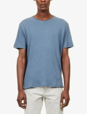 PAIGE Monroe Short-Sleeve Cotton and Linen-Blend T-Shirt detail 3