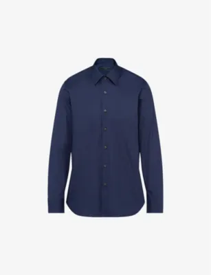 PRADA Pearl-embellished slim-fit cotton-blend shirt - LIGHT BLUE detail 2