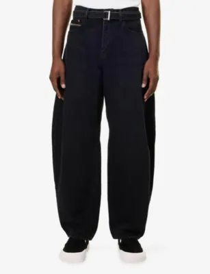 SACAI Belted Barrel-Leg Denim Jeans detail 3
