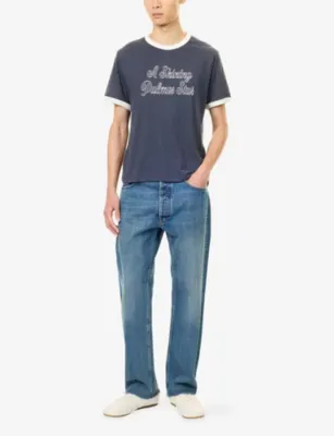 PALMES Slogan-Embroidered Cotton-Blend T-Shirt detail 2